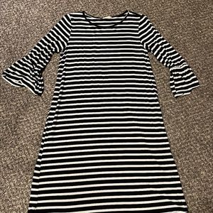 Black & White Striped Midi Dress